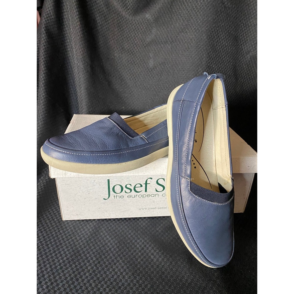 Josef Seibel Blue Leather Boat Shoes Women's Size 37 European Comfort Slip On